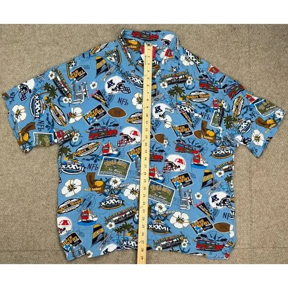 NFL Vintage Superbowl XXXVII Button Up Short Sleeve‎ Hawaiian Shirt Size Large - Picture 8 of 12